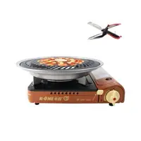 在飛比找森森購物網優惠-卡旺雙安全卡式爐001+卡旺超級燒烤盤+多功能砧板剪刀