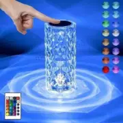 LED Crystal Diamond Rose Table Lamp Bedside Bar Night Light Touch RGB Atmosphere