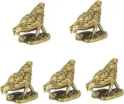 Hoement 5pcs Brass Chinese Zodiac of Rooster Feng Shui Statue Automotivearts Crafts Brass Animal Decoration Brass Rooster Collectibles Home Supplies Cock Office Tea Pet Household