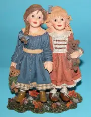 Boyds Bears Dollstone resin, Gretchen & Kate w Wink & Dink 3580 NIB 2002 friends