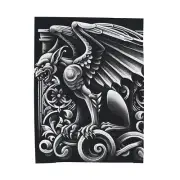 Velveteen Plush Blanket Art Deco Menacing Gargoyle Retro Vintage Style Gothic