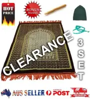 Muslim Prayer 3 Set Carpet Mat + Tasbih + Prayer Hat Turkish Rug