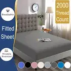 2000TC Fitted Sheet Ultra Soft Deep Pocket King/Queen/Double/K Single/Single Bed