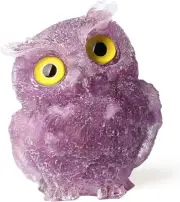 2.4" Owl Decor Owl Statue Figurines Amethyst Healing Crystals Stones Hand-Carved
