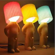 Creative Lamp Naughty Boy Shy Man Small Night Lamp Home Decoration Eu Plug Blue