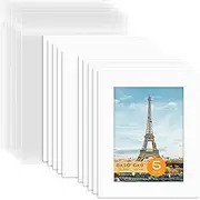 Mat Board Center, Pack of 5 Bevel Cut 8x10 White Mat for 6x8 Photo with White Core Matte Set, Includes 5 Acid Free Mats, 5 Backing Board and 5 Clear Bags