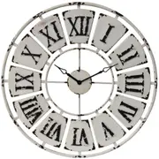 Large Antique White Roman Numeral Wall Clock, 84cm
