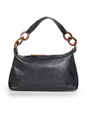 2002-03 Black Leather CC Wood Chain Bag