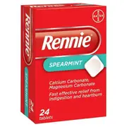 Rennie Indigestion & Heartburn Relief Spearmint 24 Chewable Tablets