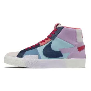 【NIKE 耐吉】滑板鞋 Zoom Blazer Mid 運動 男女鞋 SB 異材質拼接 氣墊 避震 情侶款 藍 紫(DA8854-500)