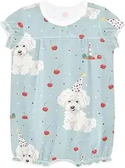 [miaozhen] Rompers For Infant Girls Ruffled Sleeve Infant Bodysuit Outfits Cotton Casual Clothes 18M Blue Birthday Dog Cartoon ropa de nina de 5 a?os en oferta, Blue Birthday Dog Cartoon