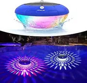 FirstE Solar Floating Pool Lights, RGB Colorful LED Solar Pool Lights That Float, Waterproof Light up LED Pool Accessories Floating Lights for Pool Yard Patio Party Christmas Decor (1, Blue)