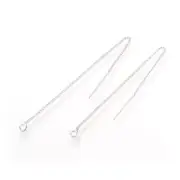 50pcs Platinum-Filled Brass Threader Earring Findings Pull Through Chains 85x1mm