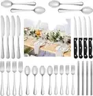 Silverware Set, Stainless Steel Flatware Set with Steak Knives Service