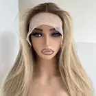 T Lace Frontal Wig Long Straight Women Synthetic Hair Layered Mixed Blonde