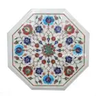 2'x2' Marble Console Center Table Top Lapis Lazuli Marquetry Inlay Hallway Decor