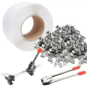 3in1 Box Strapping Bundle 1500M Light Duty Strap Clips Tensioner Cutter Sealer
