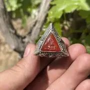 Stunning Ancient Agate Stone Animal Engravings Rare Excellent Solid Silver Ring