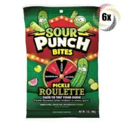 6x Bags Sour Punch Bites Pickle Roulette Assorted Flavors Gummy Candy, 5oz
