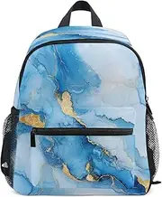 [Caihoyu] Kids Backpacks Teens Boys Waterproof Personal Backpack with Chest Strap Marble Blue White, Marble Blue White, Small