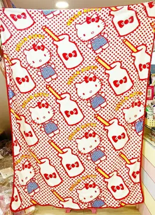 【震撼精品百貨】Hello Kitty 凱蒂貓 三麗鷗 KITTY日本保暖毛毯/被子(雙人)-紅點/牛奶瓶#11553 震撼日式精品百貨