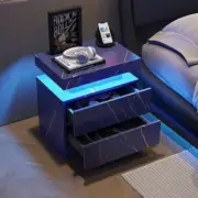 The Bedside Table Comes with LED Lights, Modern Style with Side Lights, Two Draw