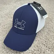 Under Armour Hat Iso-Chill Driver Golf Stretch Flex XL/2XL Blue White Mesh Cap