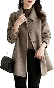 [Generic] Women's Wool & Blends Coat Long Plain Ladies Jackets Loose Sleeve Casual Outerwears