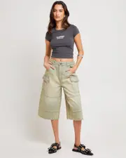 Blanco Light Denim Cargo Shorts
