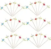 ELAYARD 100pcs Decorative Appetizer Toothpicks Rose Flower Picks for Cocktails Charcuterie and Desserts for Parties Weddings and Events Convenient Skewers
