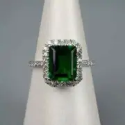 3.00 Ct Emerald Cut Moissanite Women's Engagement Ring 14K White Gold Plated