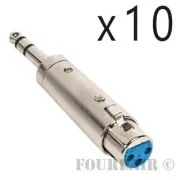 10 Pack - 3-Pin XLR Female to 1/4" Mono Male Plug Cable Mic Microphone Adapter