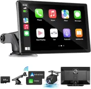 Wireless Apple Carplay Screen for Car 4K Dash Cam, 9" Portable Apple Carplay & A