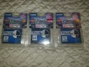 3 TZ-141 Genuine Brother P-Touch Labels Refill 3/4" Black Print on Clear Tape
