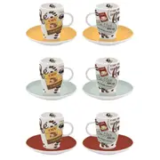 French Country Kitchen Coffee Time Espresso Mugs Cups Set of 6