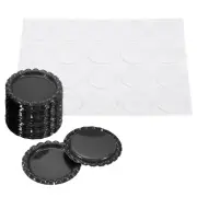 20Set 1" Flat Decorative Bottle Caps Craft Pendant with Clear Stickers Black