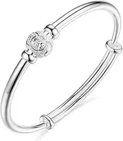 Fashion Silver Sterling Cuff Bangle Chain Bracelets,Women 925 Silver Bracelet Adjustable Cuff Bangle Matte Silver Beads Bracelets Sterling Silver Jewellery