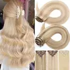 18"Thick Double Weft Clip In Real Remy Human Hair Extensions Full Head Highlight