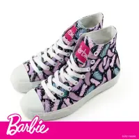 在飛比找momo購物網優惠-【Paidal】Barbie芭比愛上渡假高筒帆布鞋(繽紛黑)