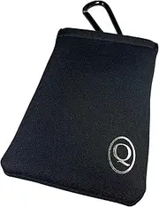 [Quintessentialz] Neoprene Self Closing Sunglasses Pouch Case Fits iphone Squeeze Top Soft Case Carabiner Belt, Black