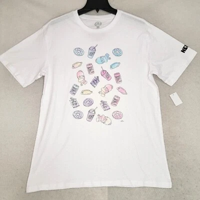 NEFF HOMER SIMPSON SHIRT Mens MEDIUM M WHITE NEW JUNK FOOD SODA DONUT Retro NWT