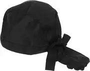 [Healifty] Chef Hat Unisex Breathable Cooking Hat for Men Women Wear Resistant with Ties for Kitchens Barbecues and Cooking Schools Black