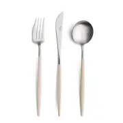 Cutipol Goa Ivory 6 pcs. Matte Brushed Silver Plated Wooden box included New
