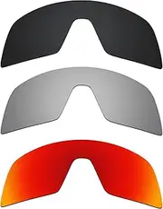 [Alphax] 3 Pcs Black & Titanium & Fire Red Polarized Replacement Lenses for Oakley Sutro OO9406 Sport Sunglsses