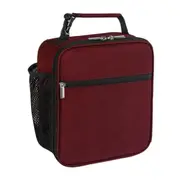 Catzon Insulated Lunch Bag Tough Reusable Adult Lunchbox With Water Bottle Holder -WineRed