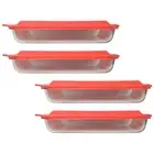 Pyrex (4) 233 3qt Glass Baking Dish & (4) 233-PC Red Lid