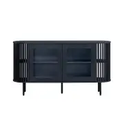 Izar Wooden Sideboard Buffet Unit Storage Cabinet 2-Doors Slat Black