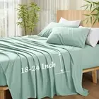4 Pcs Extra Deep Pocket King Sheet Set, Rayon Derived from Bamboo, Soft Cooli...