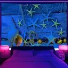 Cute Beach Large Wall Art Blacklight Poster UV Reactive Tapestry Wall Hanging