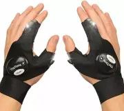 Lightweight Elastic LED Flashlight Gloves for Camping Outdoor Work etc (2pk)